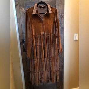 Stretch velvetteen midi dress by Cylady